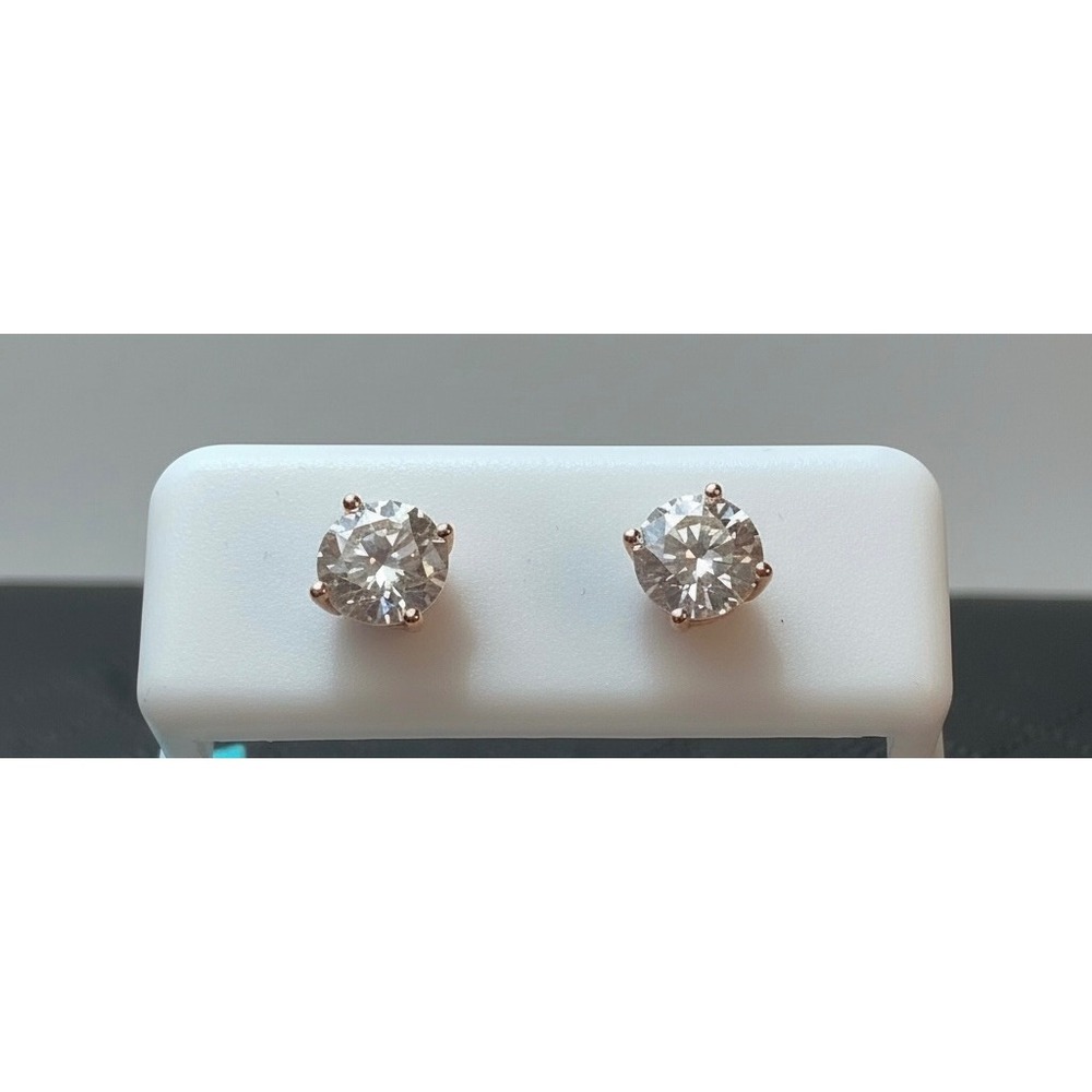 Sterling Silver 1.60 CTW Moissanite Stud Earrings D Color VVS Rose Gold Tone